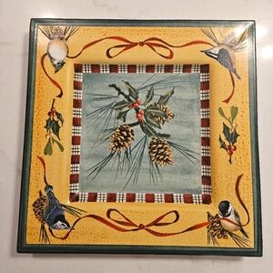 Lenox "Winter Greetings" platter. It is 14 3/4" x 14 3/4 " square.